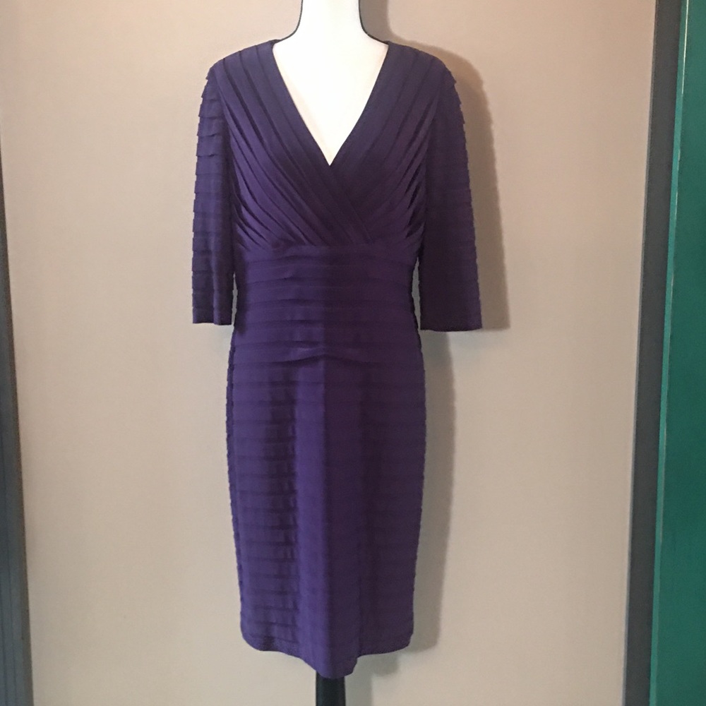 Adrianna Papell Dark Purple Tier Dress Size 14